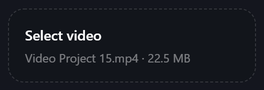 Select video with Video Project 15.mp4 already selected.